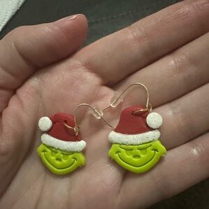 Festive Grinch Earrings Christmas Red Green